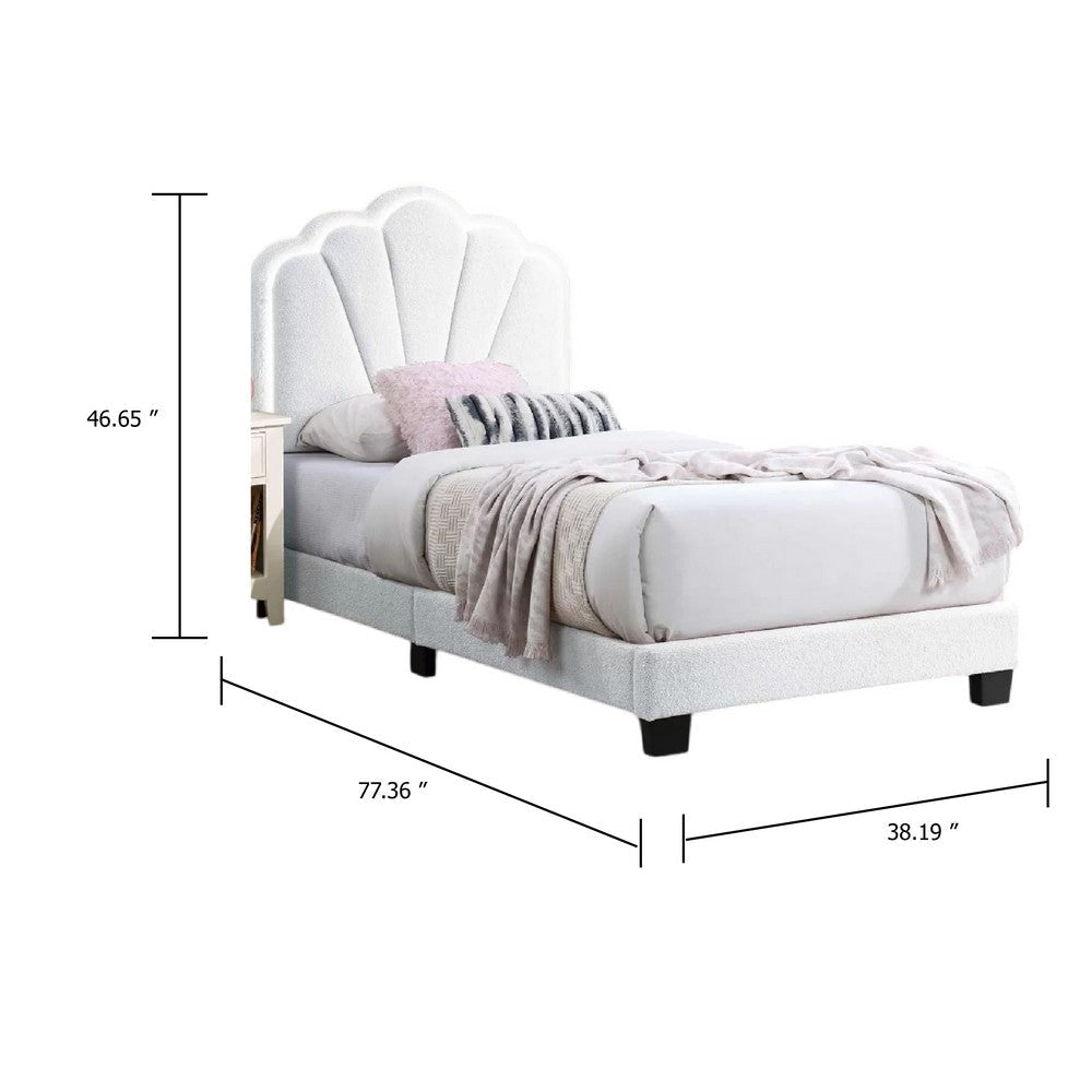 Roxy Twin Bed | White Wool Upholstery | LED Lighting | Padded Headboard BM341140