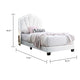 Roxy Twin Bed | White Wool Upholstery | LED Lighting | Padded Headboard BM341140