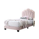 Roxy Twin Bed | Pink Wool Upholstery | LED Lighting | Padded Headboard BM341141