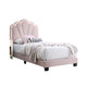 Roxy Twin Bed | Pink Wool Upholstery | LED Lighting | Padded Headboard