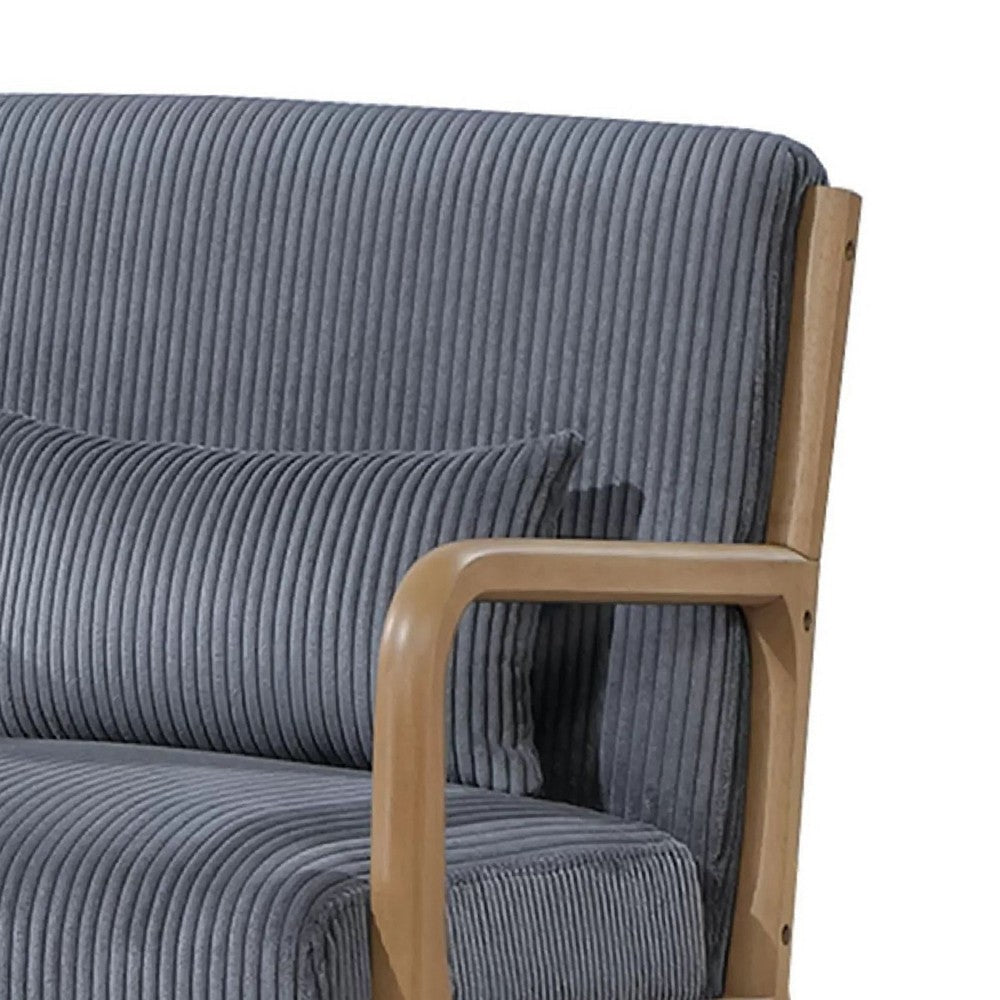 Jerime Accent Chair | Dark Gray Corduroy Fabric | 1 Pillow | Brown Wood BM341142