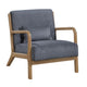 Jerime Accent Chair | Dark Gray Corduroy Fabric | 1 Pillow | Brown Wood
