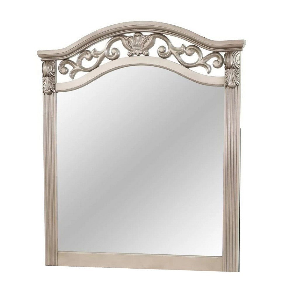 Dresser Mirror | Antique Silver Pine Wood | Molded Frame Detail | 37x41 BM341145