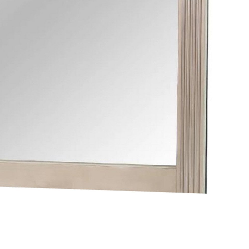 Dresser Mirror | Antique Silver Pine Wood | Molded Frame Detail | 37x41 BM341145