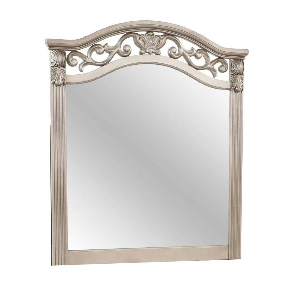 Dresser Mirror | Antique Silver Pine Wood | Molded Frame Detail | 37x41 BM341145