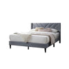 Niasa Full Size Bed | Chevron Tufted Gray Velvet Upholstered Foam BM341146