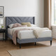 Niasa Full Size Bed | Chevron Tufted Gray Velvet Upholstered Foam BM341146