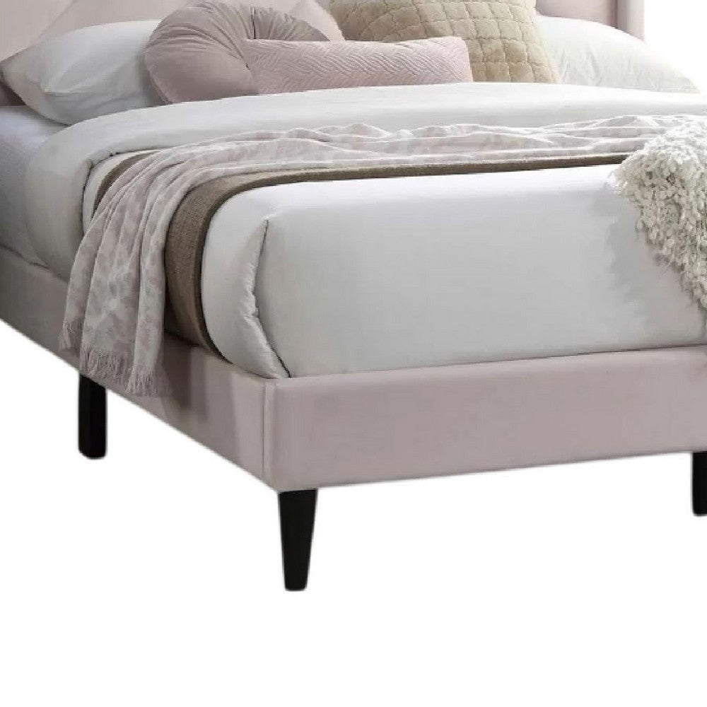 Niasa Full Size Bed | Chevron Tufted Pink Velvet Upholstered Foam BM341147