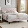 Niasa Full Size Bed | Chevron Tufted Pink Velvet Upholstered Foam BM341147