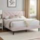 Niasa Full Size Bed | Chevron Tufted Pink Velvet Upholstered Foam BM341147