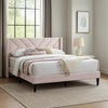 Niasa Full Size Bed | Chevron Tufted Pink Velvet Upholstered Foam