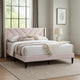 Niasa Full Size Bed | Chevron Tufted Pink Velvet Upholstered Foam