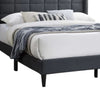 Zensa Full Bed | Charcoal Gray Linen Upholstery | Padded Wing Headboard BM341148