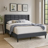 Zensa Full Bed | Charcoal Gray Linen Upholstery | Padded Wing Headboard