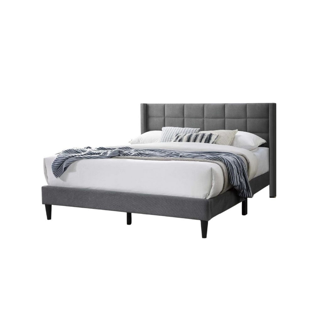 Zensa Full Bed | Light Gray Linen Upholstery | Padded Wing Headboard BM341149