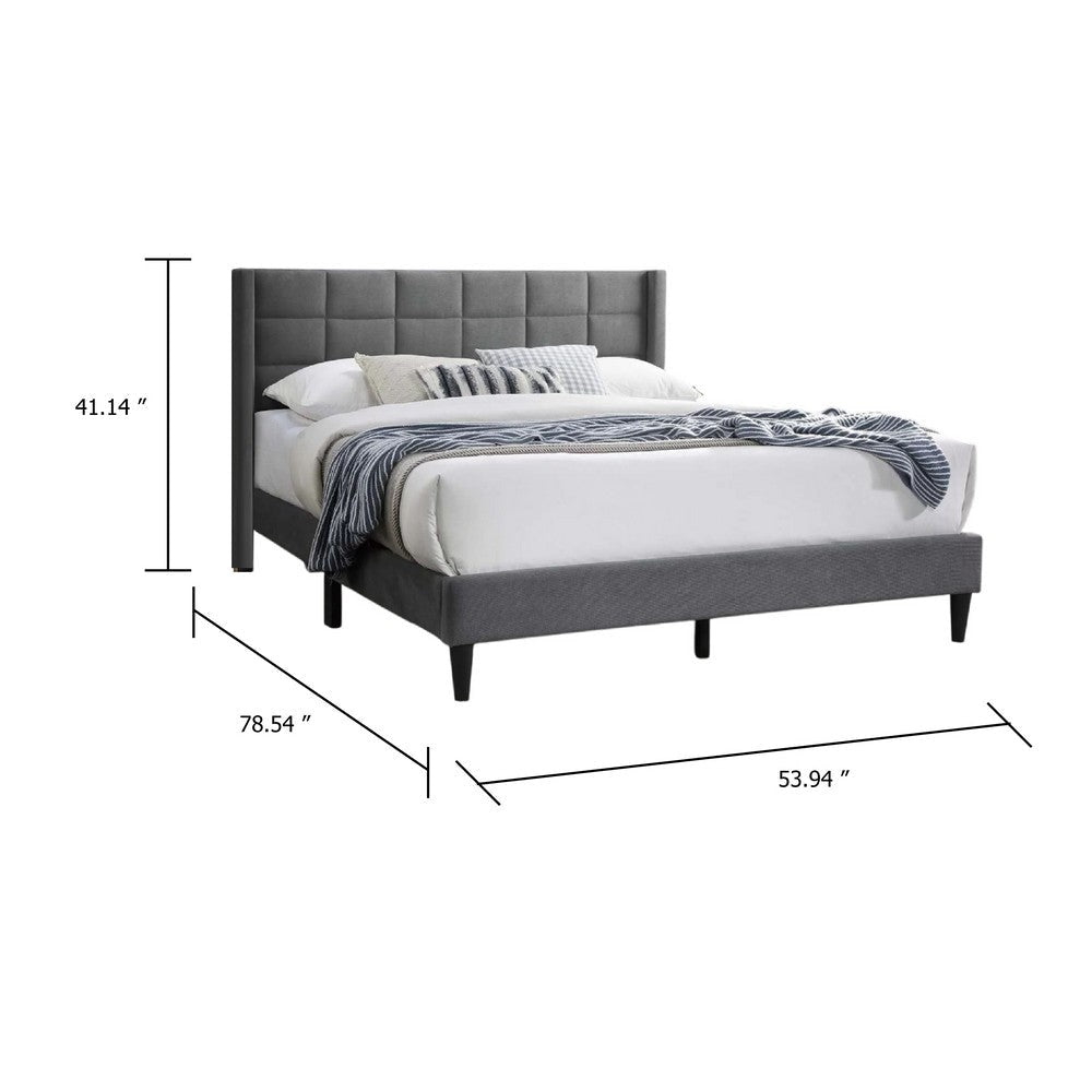 Zensa Full Bed | Light Gray Linen Upholstery | Padded Wing Headboard BM341149