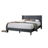 Liana Full Bed | Tufted Charcoal Gray Burlap Upholstery | Foam Padding BM341150