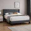Liana Full Bed | Tufted Charcoal Gray Burlap Upholstery | Foam Padding BM341150