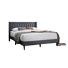 Liana Full Bed | Tufted Charcoal Gray Burlap Upholstery | Foam Padding BM341150