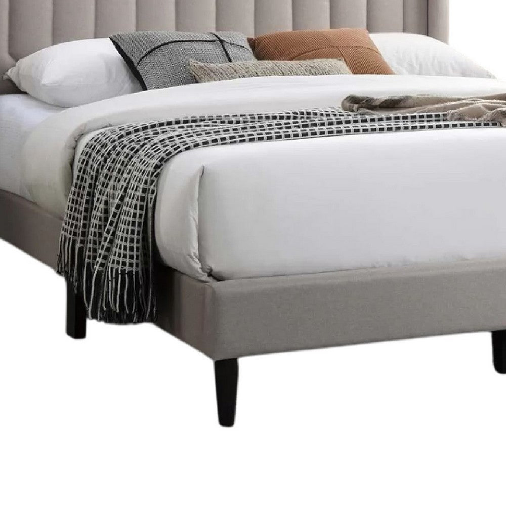Liana Full Bed | Tufted Light Brown Burlap Upholstery | Foam Padding BM341151