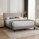 Liana Full Bed | Tufted Light Brown Burlap Upholstery | Foam Padding