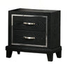 Nightstand w Charging Station | 2 Drawers | Black Rubberwood 24’’ BM341152