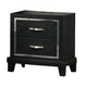 Nightstand w Charging Station | 2 Drawers | Black Rubberwood 24’’ BM341152