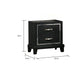 Nightstand w Charging Station | 2 Drawers | Black Rubberwood 24’’ BM341152