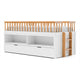 Lexo Twin Bookcase Bunk Bed w Trundle and Ladder | White & Natural Oak