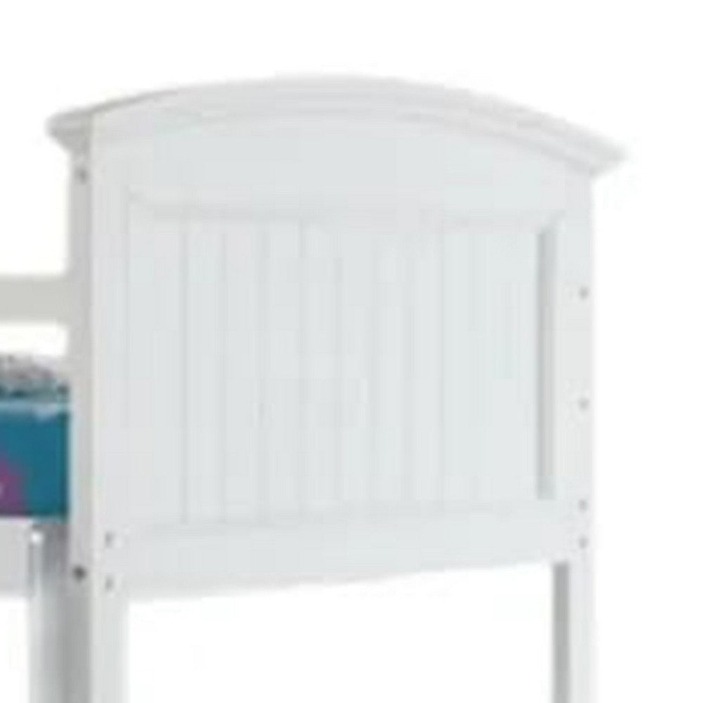 Rexo Twin over Full Bunk Bed w Ladder | Plank Style Headboard | White BM342276