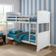 Rexo Twin over Full Bunk Bed w Ladder | Plank Style Headboard | White BM342276