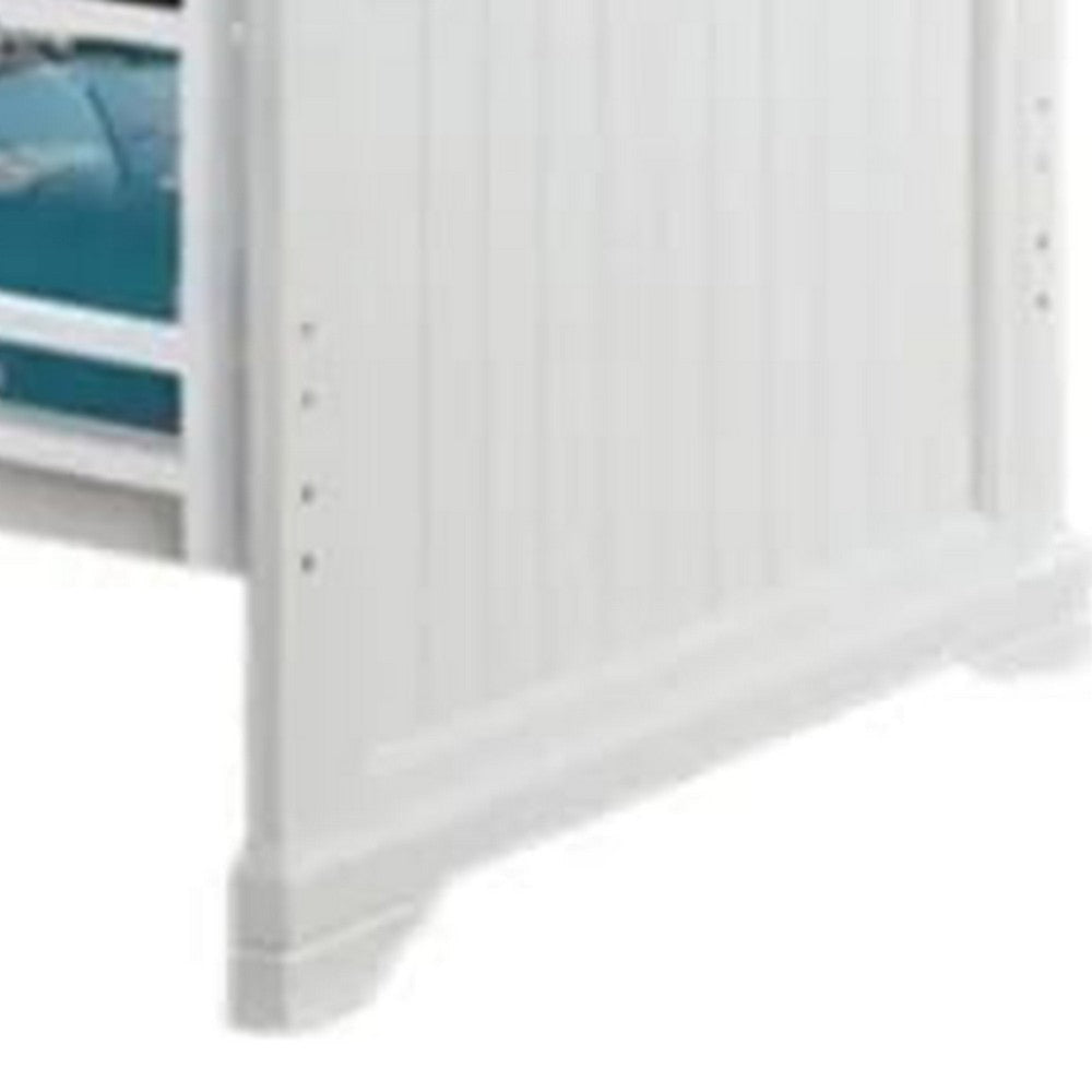 Rexo Twin over Twin Bunk Bed w Ladder | Plank Style Headboard | White BM342277