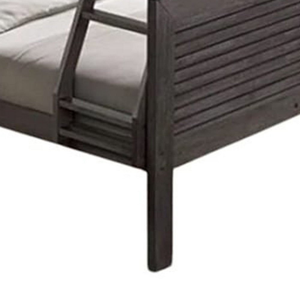 Wexo Twin over Full Bunk Bed | Charcoal Brown Slat Design and Ladder BM342278