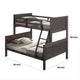Wexo Twin over Full Bunk Bed | Charcoal Brown Slat Design and Ladder BM342278