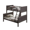 Wexo Twin over Full Bunk Bed | Charcoal Brown Slat Design and Ladder