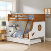 Nexo Twin over Full Bunk Bed | Nautical Accents in White & Oak Brown BM342280