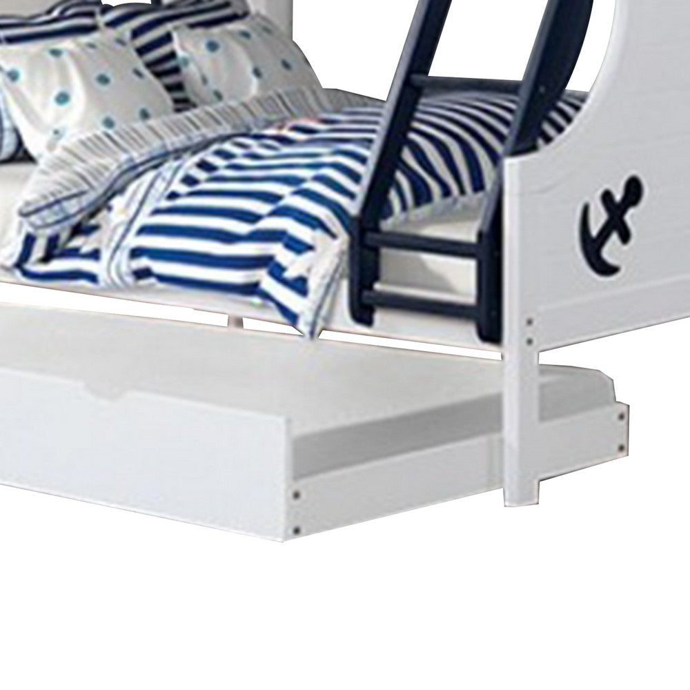 Nexo Twin over Full Bunk Bed | Nautical Accents in White & Dark Blue BM342281