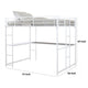 Dexo Twin Loft Bed w Built in Workstation and Ladder | White Metal BM342283