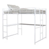 Dexo Twin Loft Bed w Built in Workstation and Ladder | White Metal