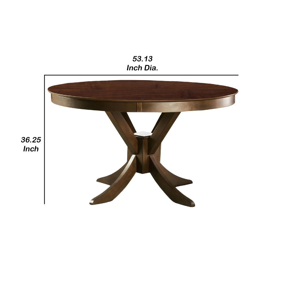 Mexo Counter Height Table | 53’’ Round | Walnut Brown Pedestal Base BM342285