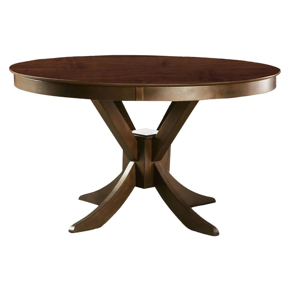 Mexo Counter Height Table | 53" Round | Walnut Brown Pedestal Base