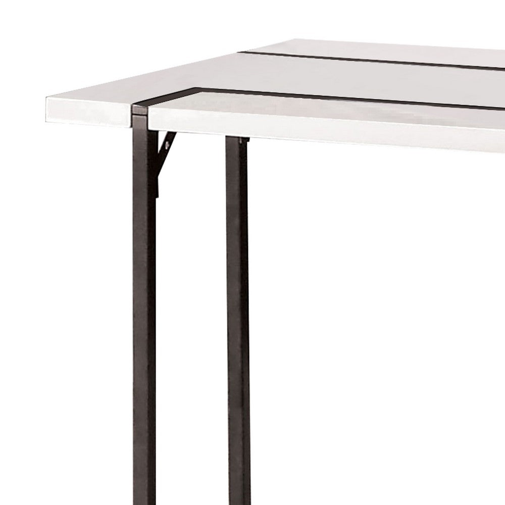 Iry Side End Table | Black Steel Sled Base | 22" | Gloss White Lacquer