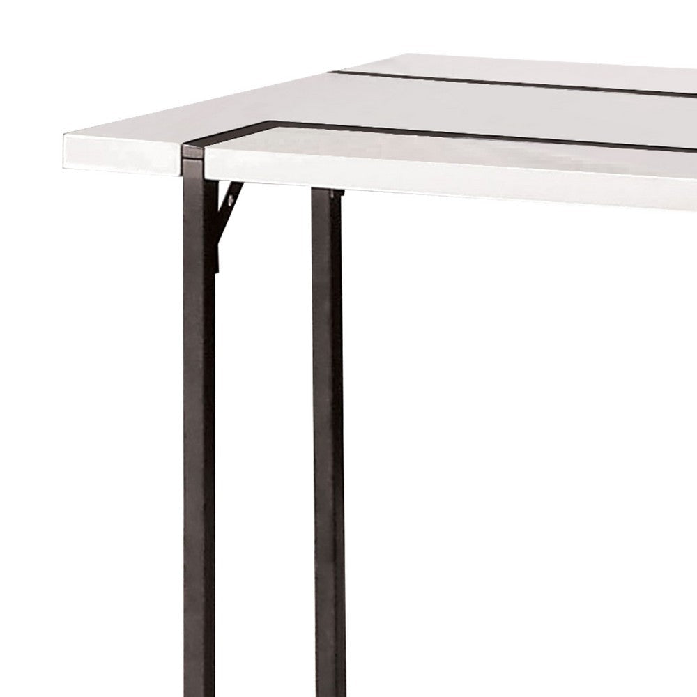 Iry Side End Table | Black Steel Sled Base | 22’’ | Gloss White Lacquer BM342288