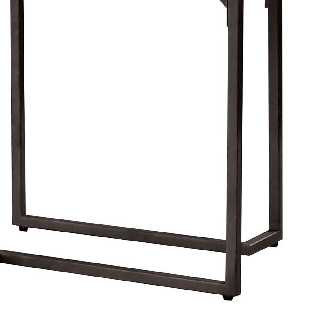 Iry Side End Table | Black Steel Sled Base | 22’’ | Gloss White Lacquer BM342288