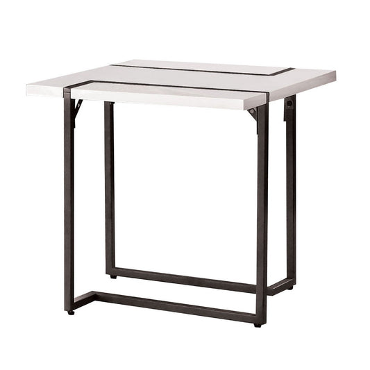 Iry Side End Table | Black Steel Sled Base | 22" | Gloss White Lacquer