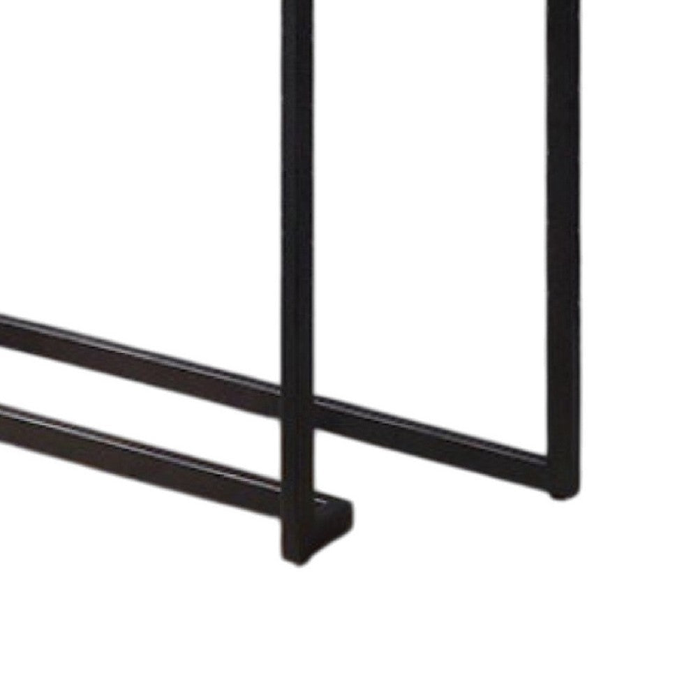 Iry Sofa Console Table | Black Steel Sled Base | 47’’ | White Lacquer BM342289