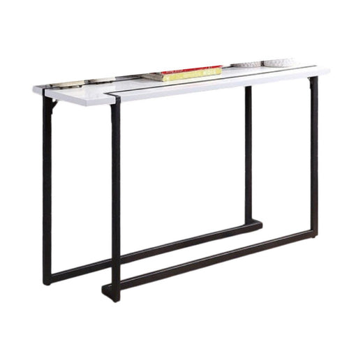 Iry Sofa Console Table | Black Steel Sled Base | 47" | White Lacquer