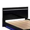 Pero Queen Size Bed | Chrome Accent Headboard | Black LED Footboard BM342292