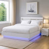 Pero Queen Size Bed | Chrome Accent Headboard | White LED Footboard BM342293