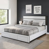 Kena King Size Bed | White Gray Panel Headboard | Footboard Storage Drawers BM342294
